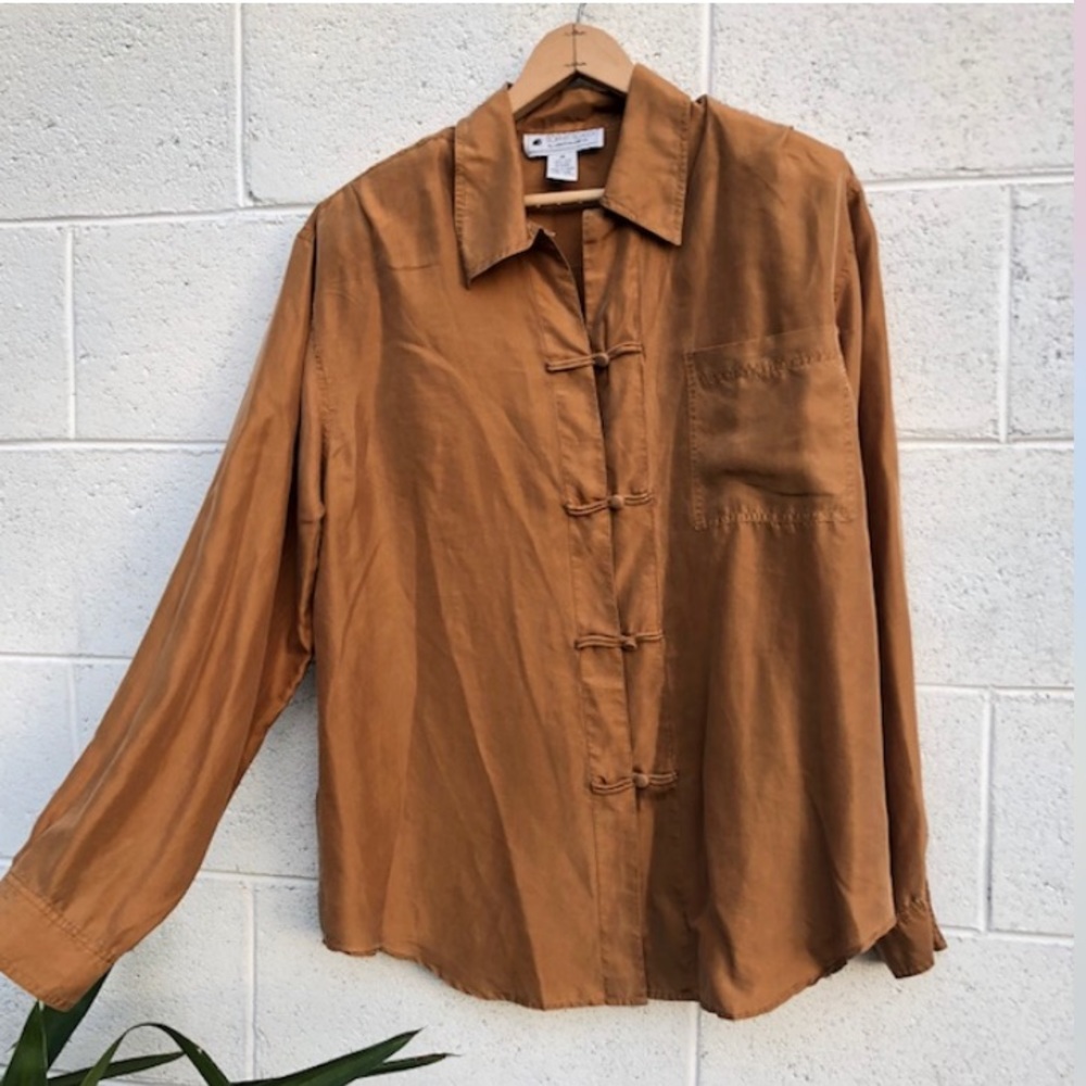 Vintage Copper Silk Button Down